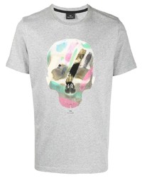 T-shirt à col rond imprimé gris PS Paul Smith