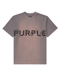 T-shirt à col rond imprimé gris purple brand