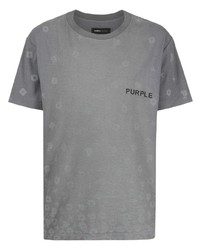 T-shirt à col rond imprimé gris purple brand