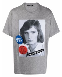 T-shirt à col rond imprimé gris Raf Simons