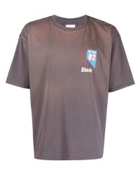 T-shirt à col rond imprimé gris Rhude