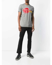 T-shirt à col rond imprimé gris DSQUARED2