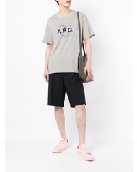 T-shirt à col rond imprimé gris A.P.C.