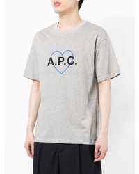 T-shirt à col rond imprimé gris A.P.C.