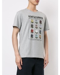 T-shirt à col rond imprimé gris Kent & Curwen