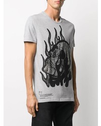 T-shirt à col rond imprimé gris Philipp Plein