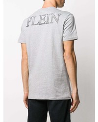 T-shirt à col rond imprimé gris Philipp Plein