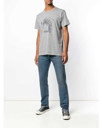 T-shirt à col rond imprimé gris VISVIM