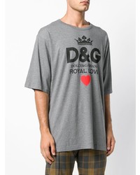 T-shirt à col rond imprimé gris Dolce & Gabbana