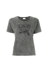 T-shirt à col rond imprimé gris Saint Laurent