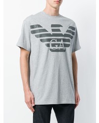 T-shirt à col rond imprimé gris Emporio Armani