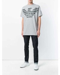 T-shirt à col rond imprimé gris Emporio Armani