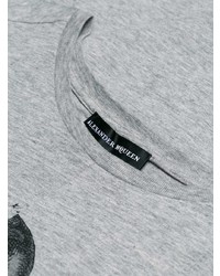 T-shirt à col rond imprimé gris Alexander McQueen