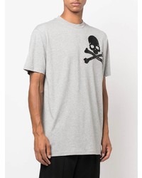 T-shirt à col rond imprimé gris Philipp Plein