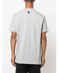 T-shirt à col rond imprimé gris Philipp Plein