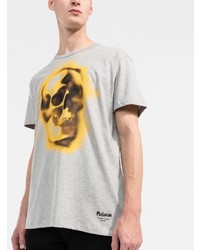 T-shirt à col rond imprimé gris Alexander McQueen