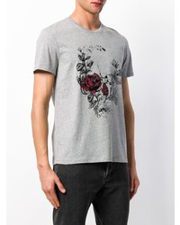 T-shirt à col rond imprimé gris Alexander McQueen