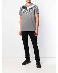 T-shirt à col rond imprimé gris Philipp Plein