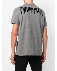 T-shirt à col rond imprimé gris Philipp Plein