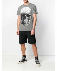 T-shirt à col rond imprimé gris Philipp Plein