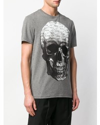 T-shirt à col rond imprimé gris Philipp Plein