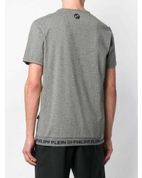 T-shirt à col rond imprimé gris Philipp Plein