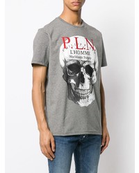 T-shirt à col rond imprimé gris Philipp Plein