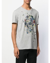 T-shirt à col rond imprimé gris Alexander McQueen