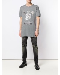 T-shirt à col rond imprimé gris Philipp Plein