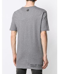 T-shirt à col rond imprimé gris Philipp Plein