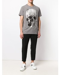 T-shirt à col rond imprimé gris Philipp Plein