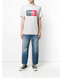 T-shirt à col rond imprimé gris Tommy Jeans