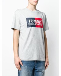 T-shirt à col rond imprimé gris Tommy Jeans