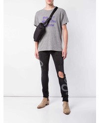 T-shirt à col rond imprimé gris Amiri