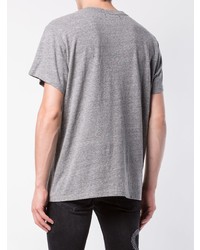 T-shirt à col rond imprimé gris Amiri