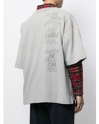 T-shirt à col rond imprimé gris Maison Mihara Yasuhiro