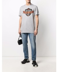 T-shirt à col rond imprimé gris Philipp Plein