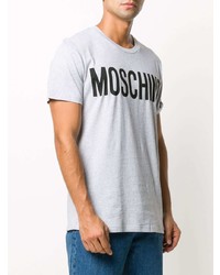 T-shirt à col rond imprimé gris Moschino