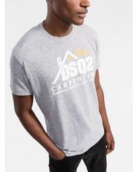 T-shirt à col rond imprimé gris DSQUARED2