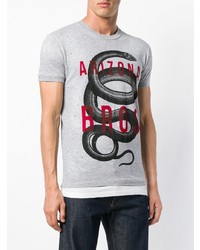 T-shirt à col rond imprimé gris DSQUARED2