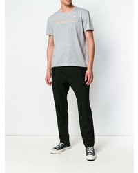 T-shirt à col rond imprimé gris Societe Anonyme