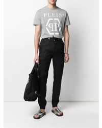 T-shirt à col rond imprimé gris Philipp Plein