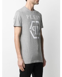 T-shirt à col rond imprimé gris Philipp Plein