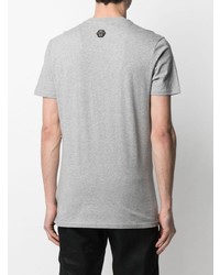 T-shirt à col rond imprimé gris Philipp Plein