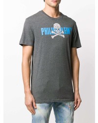 T-shirt à col rond imprimé gris Philipp Plein