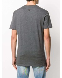 T-shirt à col rond imprimé gris Philipp Plein