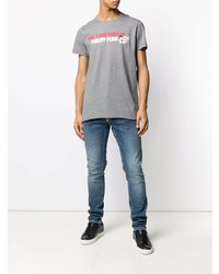 T-shirt à col rond imprimé gris Philipp Plein