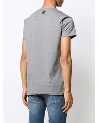 T-shirt à col rond imprimé gris Philipp Plein