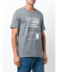 T-shirt à col rond imprimé gris Maison Margiela