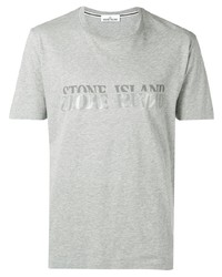 T-shirt à col rond imprimé gris Stone Island